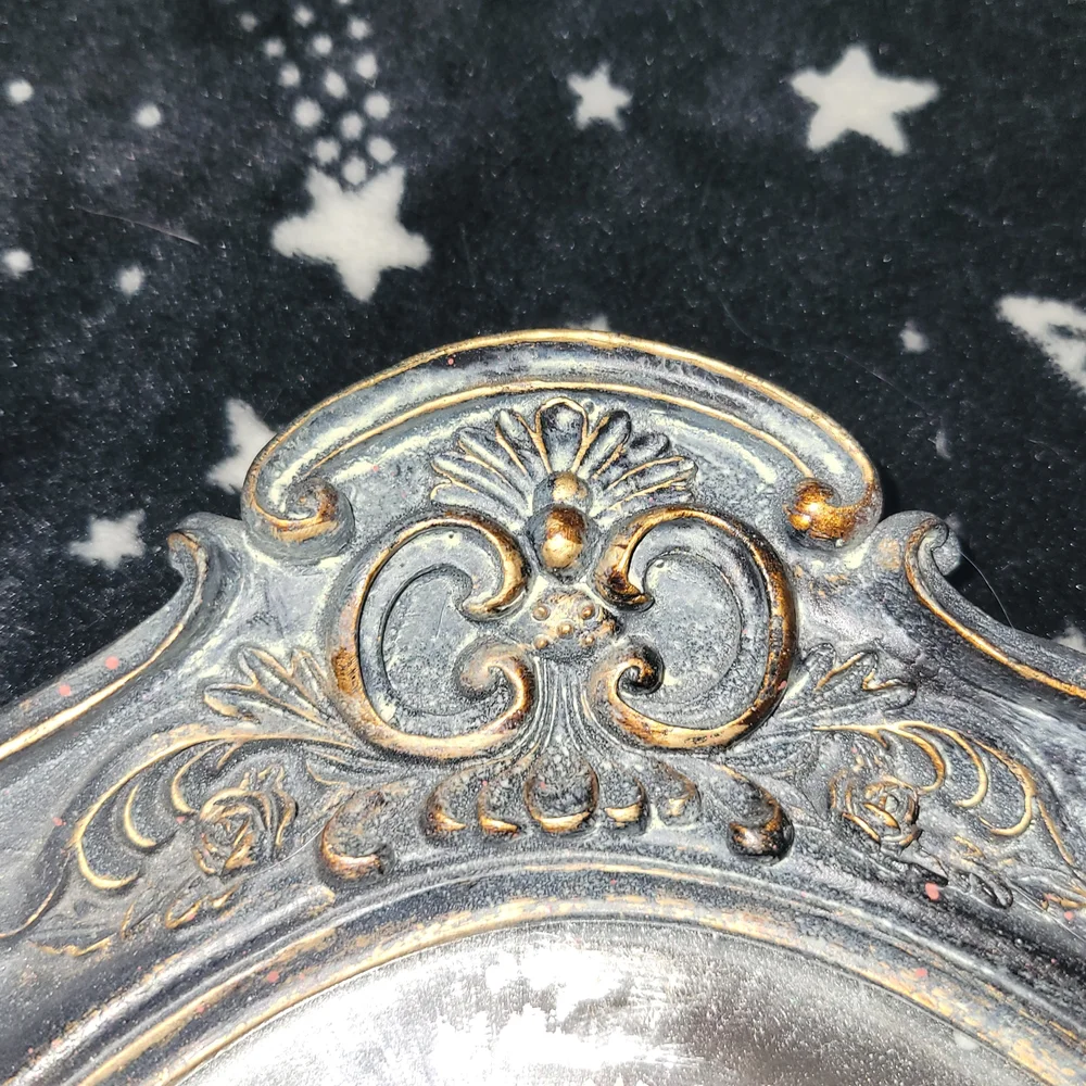 Vintage Style Ornate Mirrored Tray - Gold and Gray